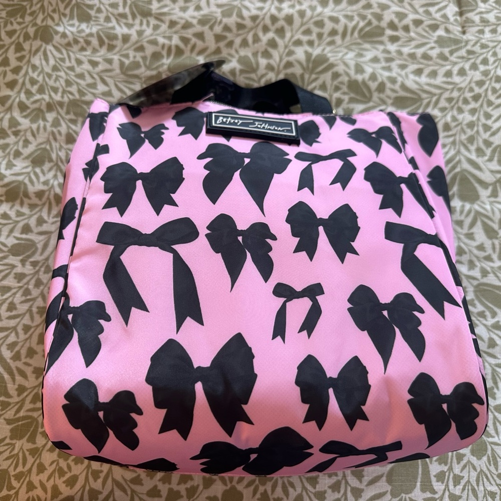 Betsey Johnson Pink and Black Bow Lunch Tote